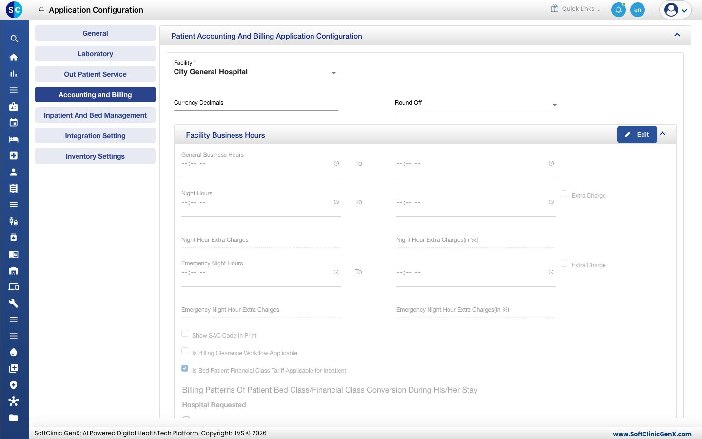 La pestaña Accounting and Billing