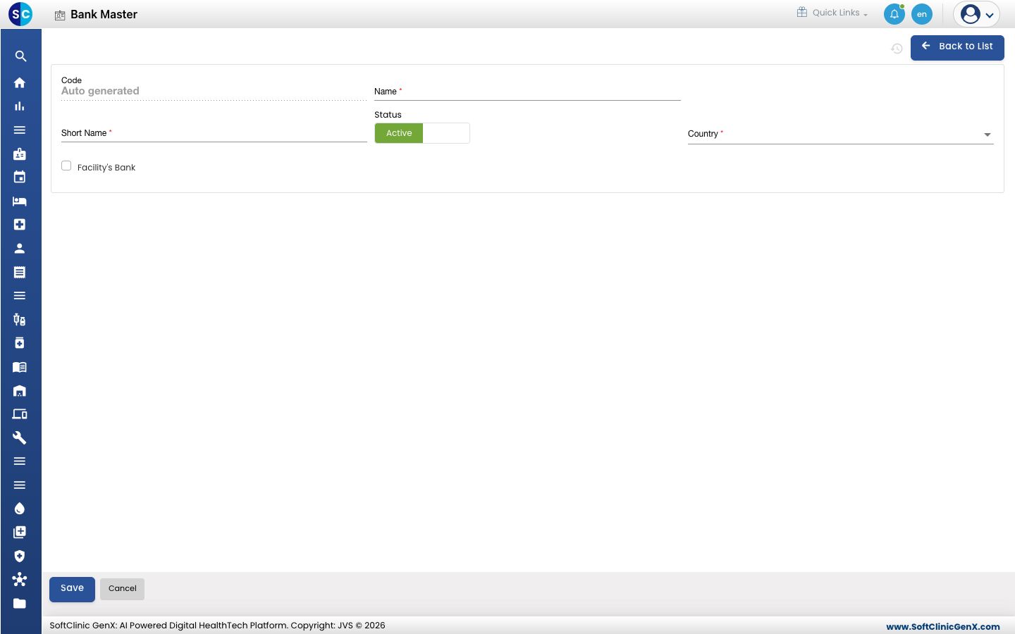 The empty bank form