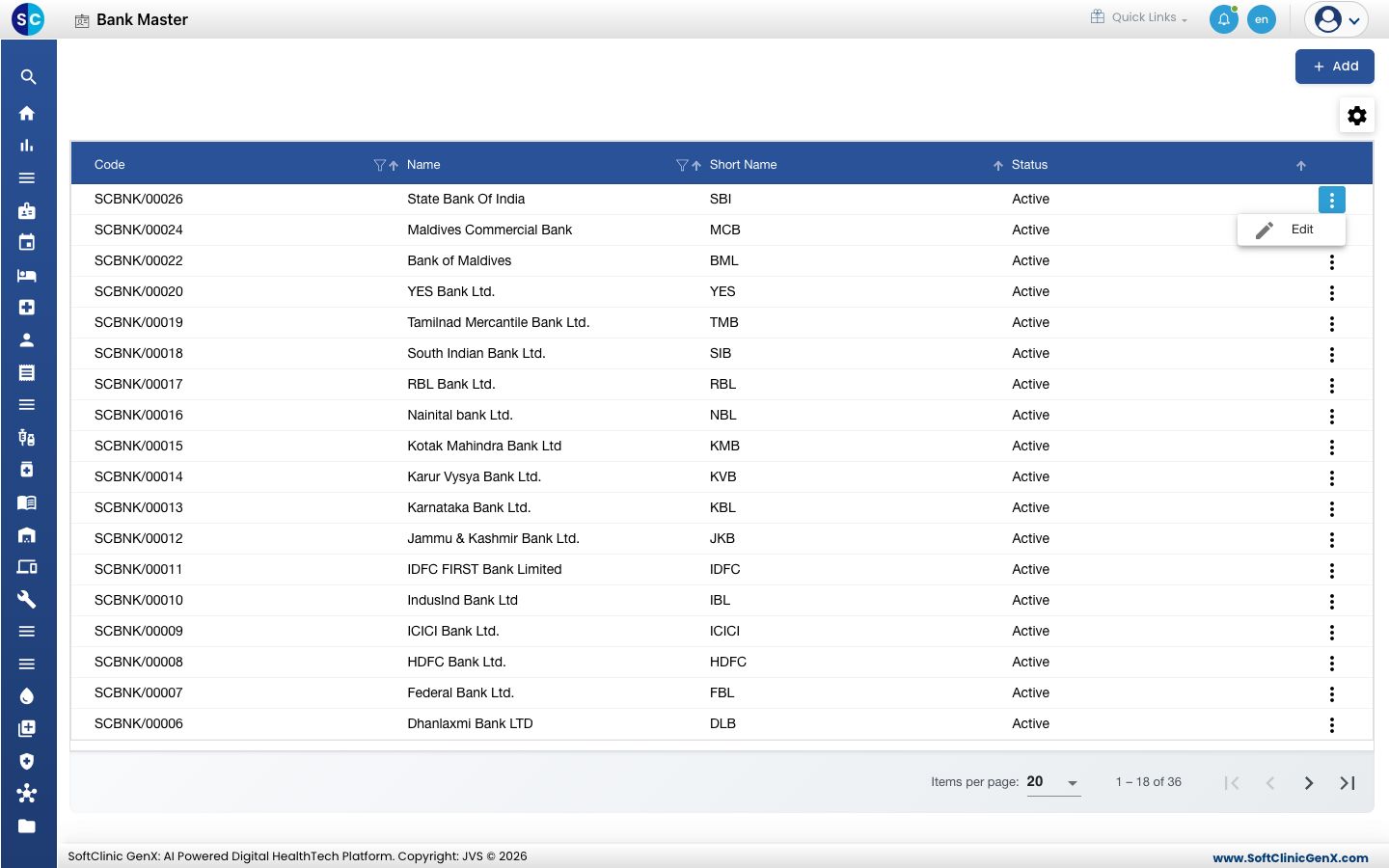 The row menu with the Edit option