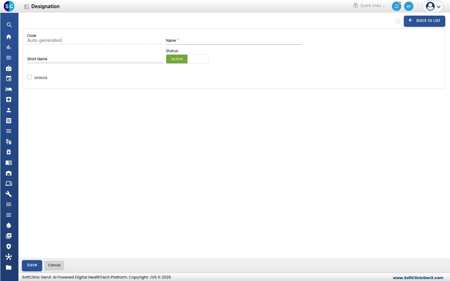 The empty designation form