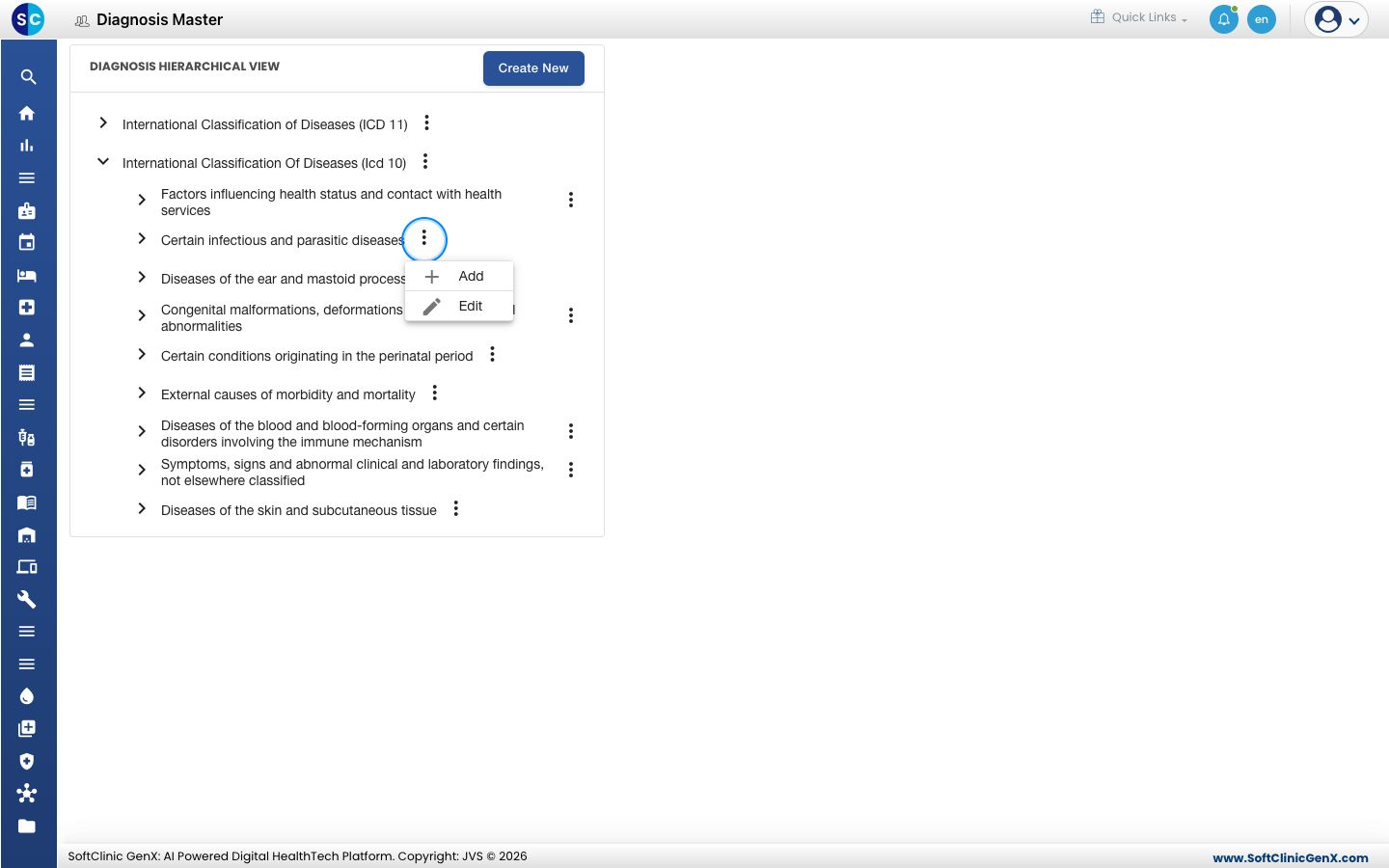 The entry menu with the Add and Edit options