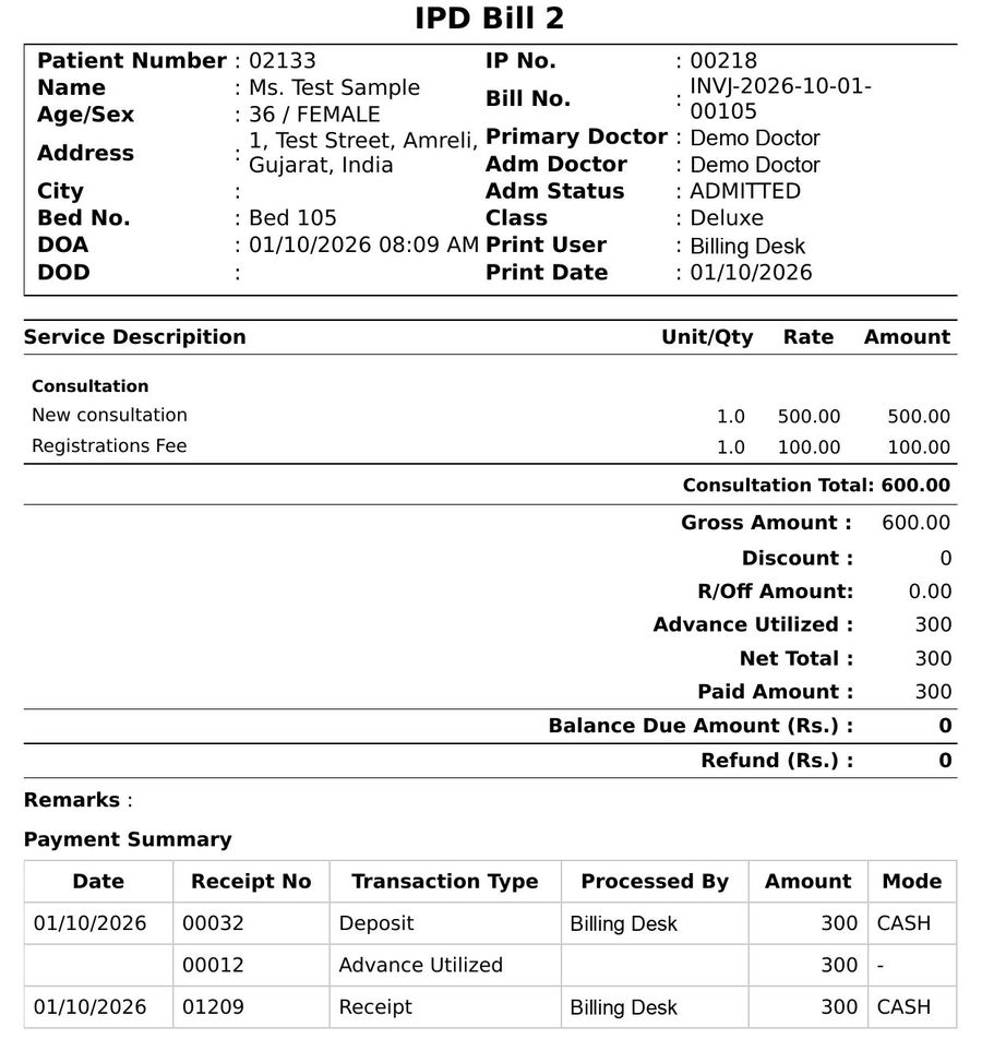 The final IPD bill print