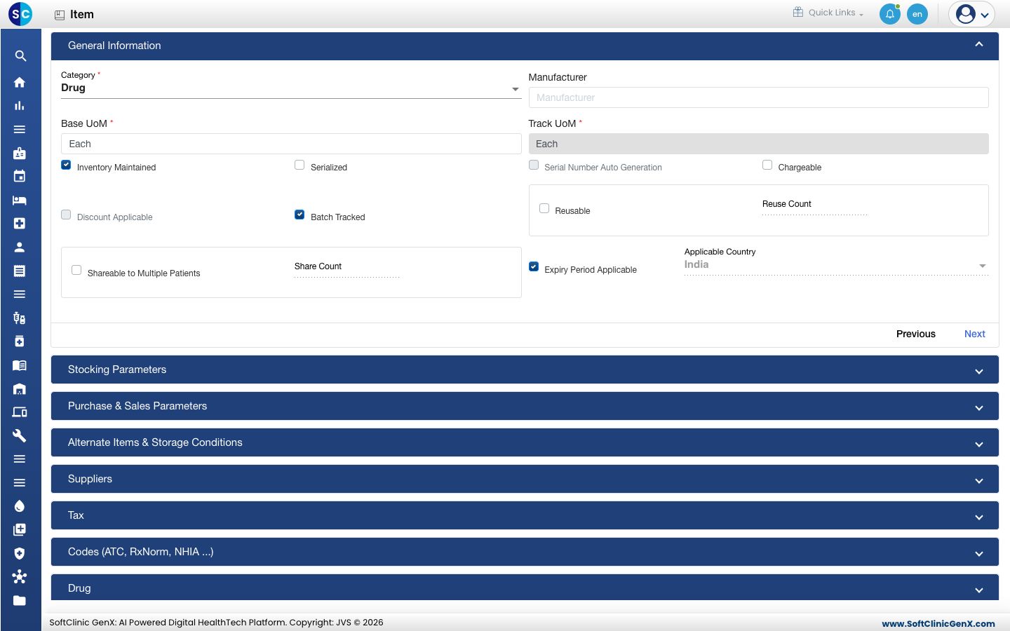 The General Information section