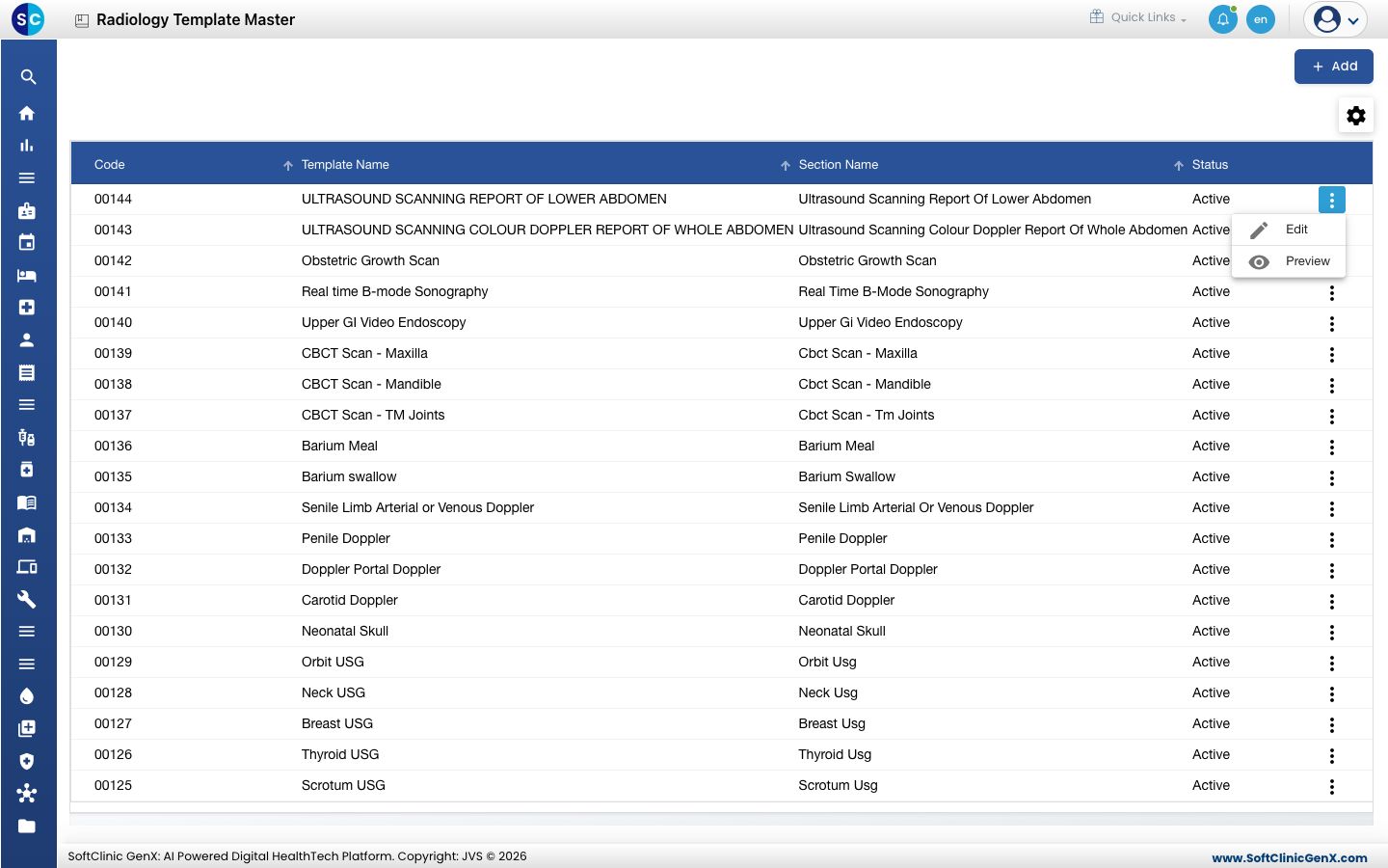 The row menu with Edit and Preview