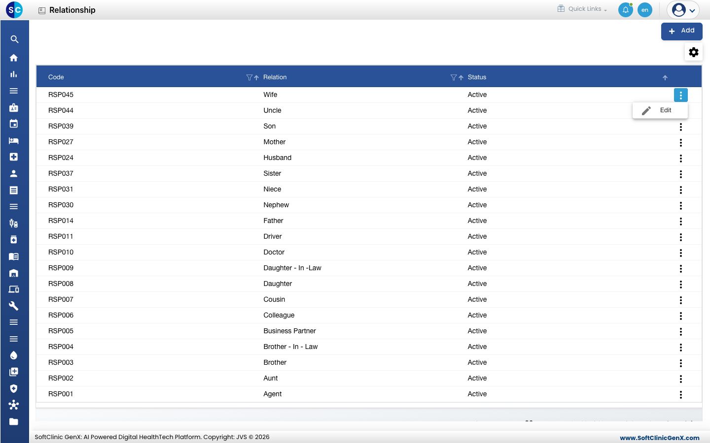 The row menu with the Edit option