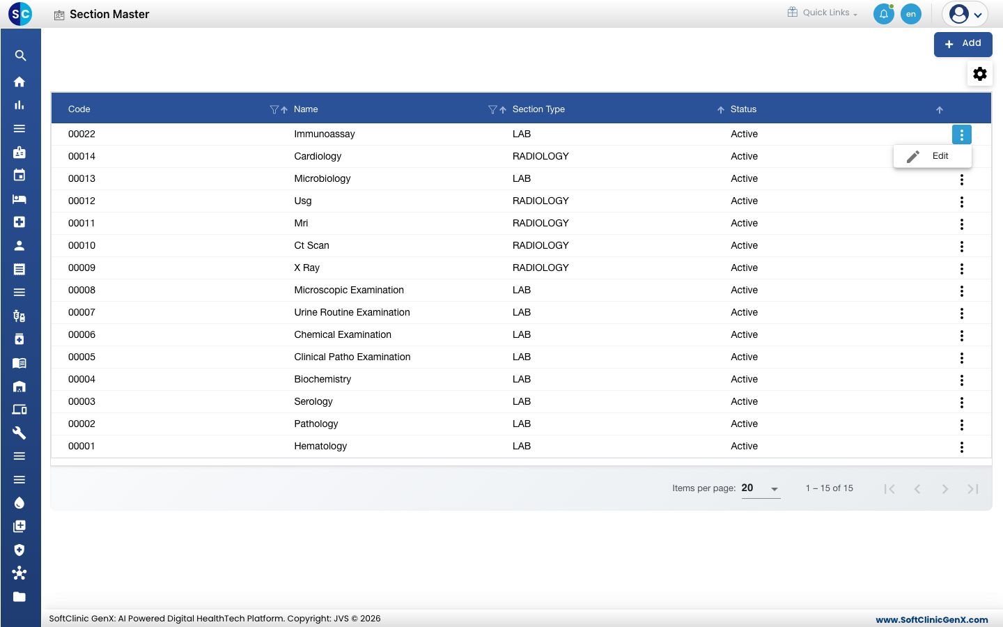 The row menu with the Edit option