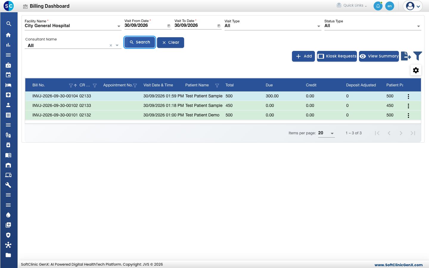Billing Dashboard પર 300 ડ્યૂ સાથે ભાગ-ચૂકવેલું બિલ