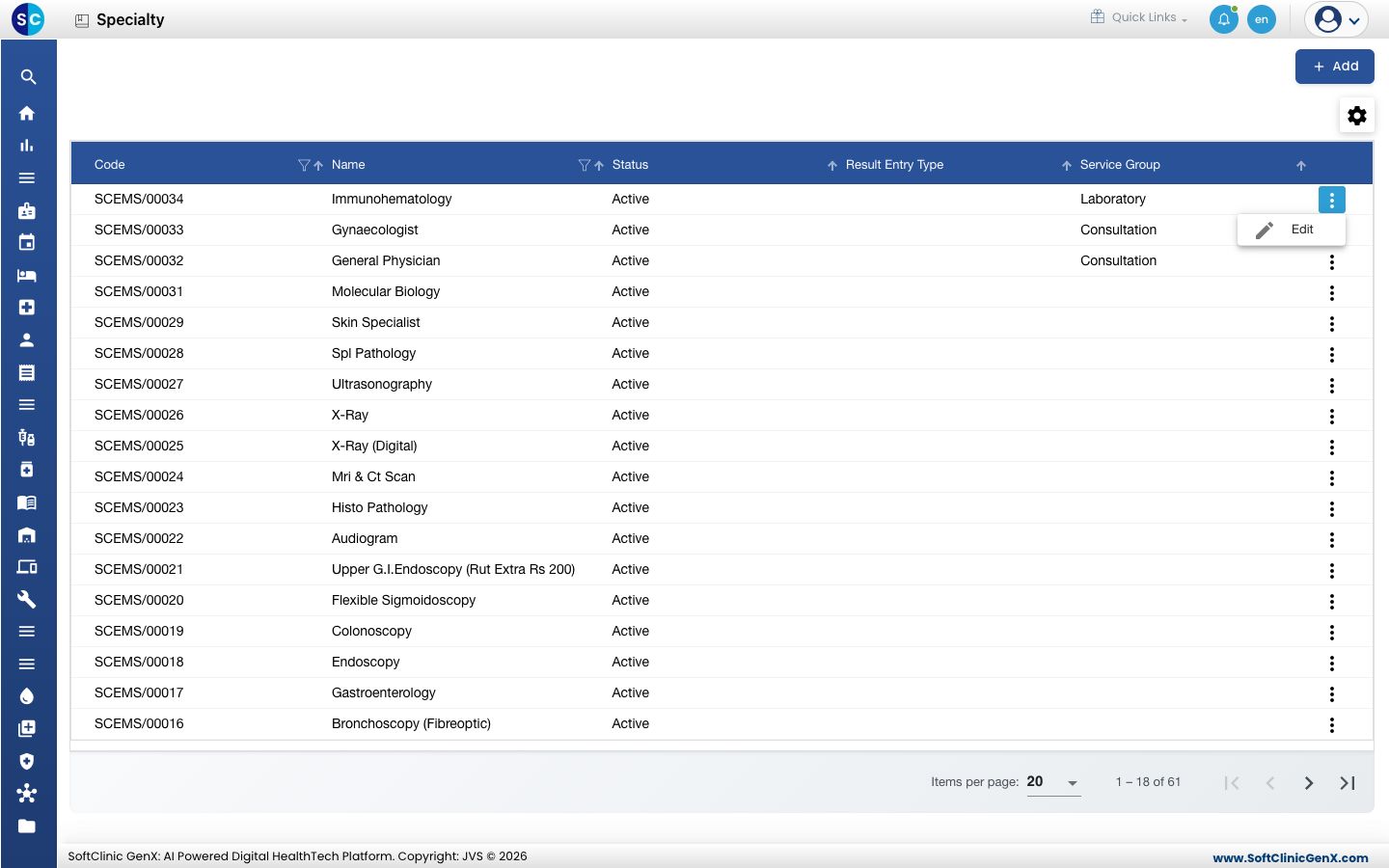 The row menu with the Edit option