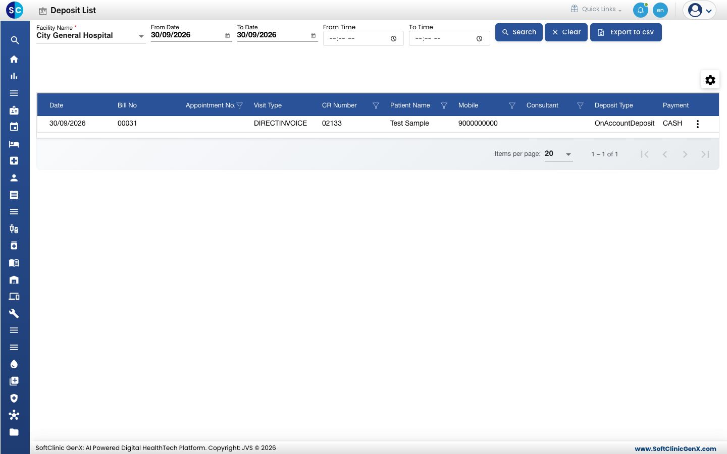 Deposit List