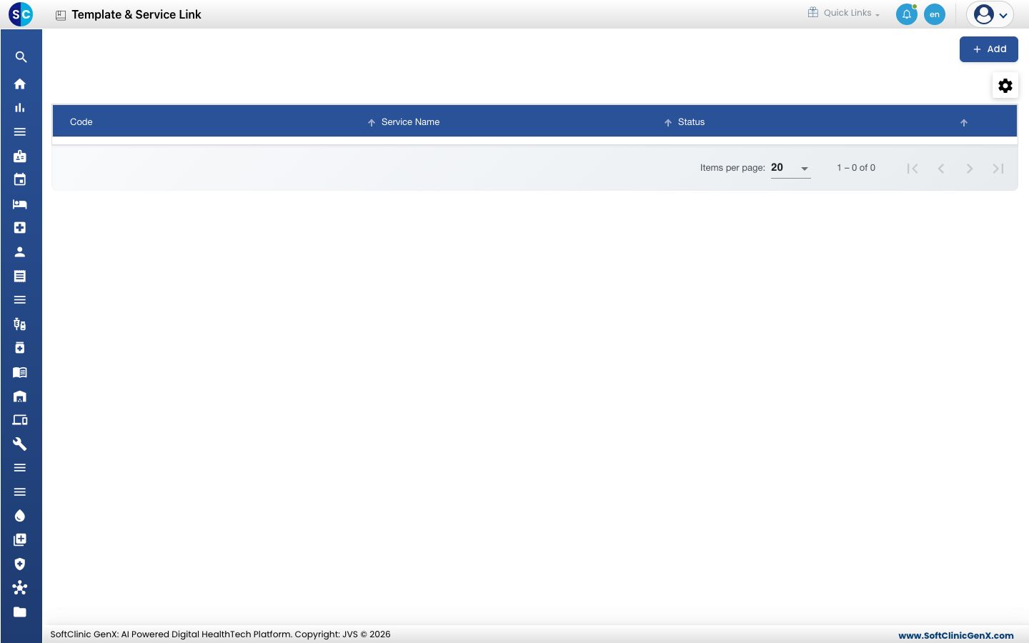 The Template &amp; Service Link list
