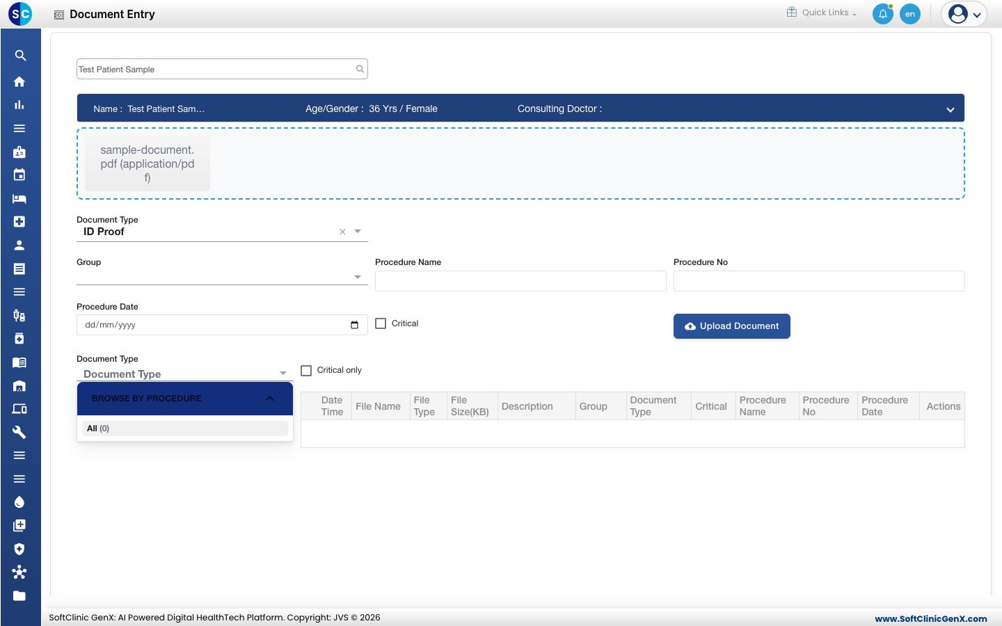 Document Type ID Proofగా సెట్ చేసి జోడించిన ఒక శాంపిల్ PDF