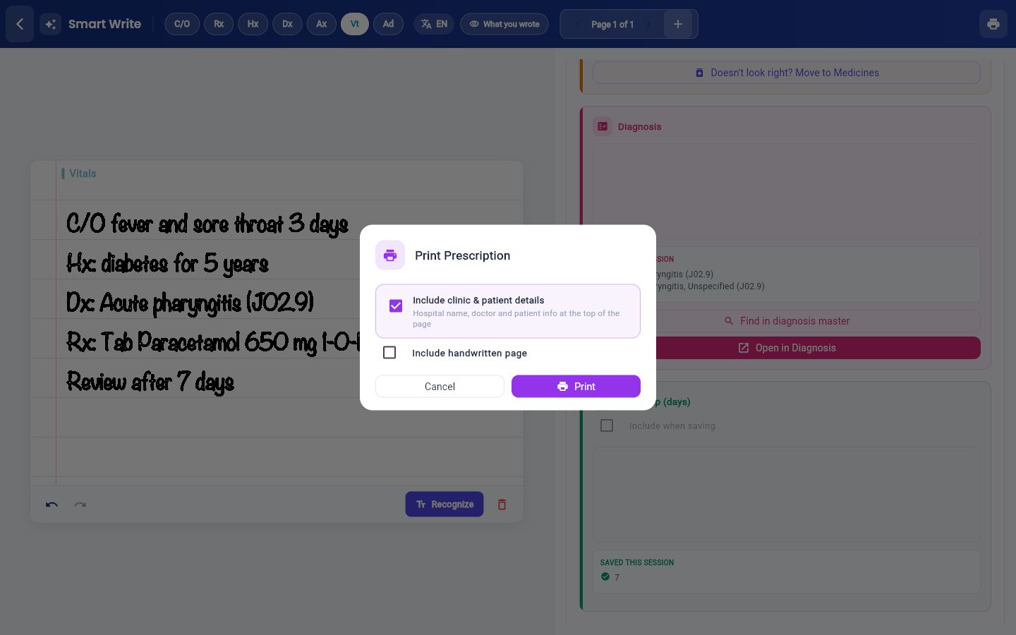 The Print Prescription window