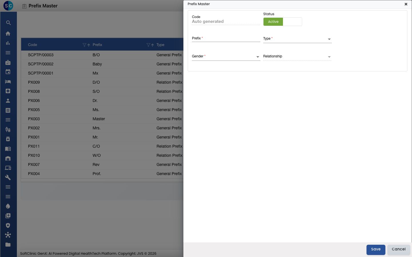 The empty Prefix Master panel